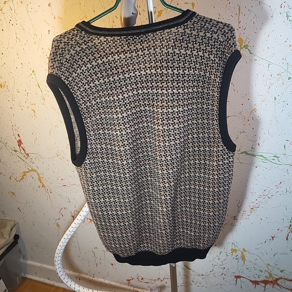 Vintage Tricots St. Raphael Sweater Men Size L Tan Geometric Union Made In USA - Picture 3 of 4